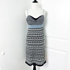 Iisli Blue, Black, and White Patterned Knit Dress - Medium